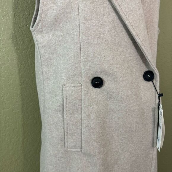 Zara S Long Vest Beige Tan Overcoat Neutral Contemporary Minimalist Clean Girl - Picture 3 of 11